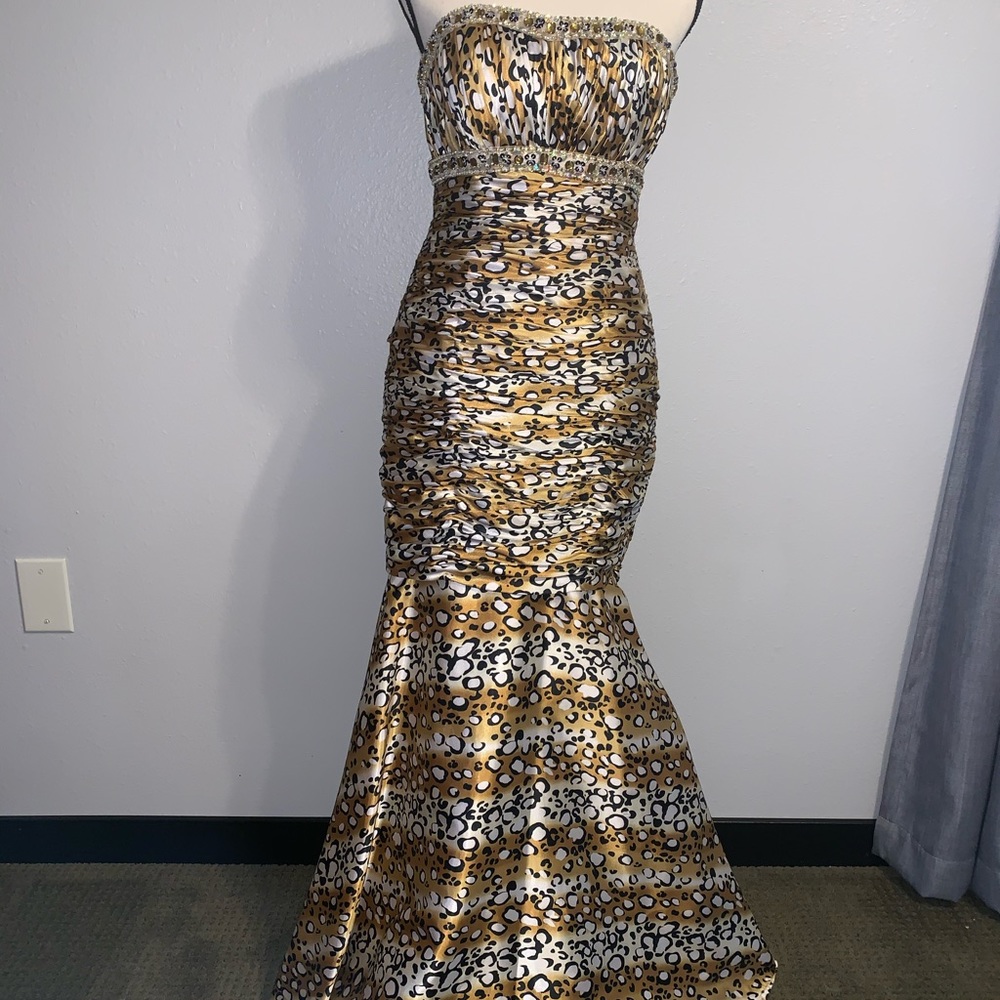 Cheetah print prom dress